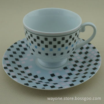 180cc Tea Cup and Saucer Set, Elegant Shape, Super White, for Promotions